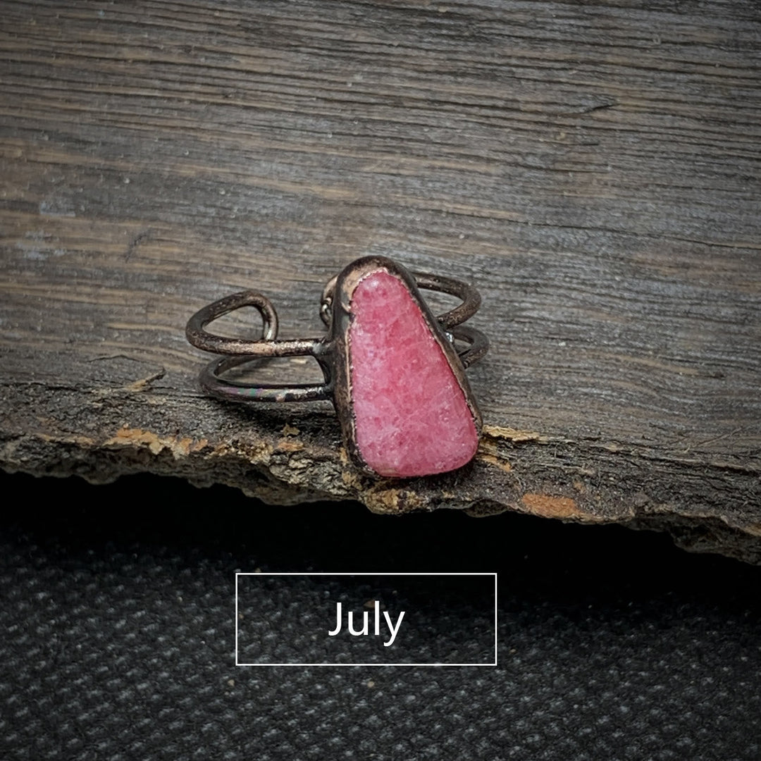 Natural Raw Birthstone Ring - Selina-January & Pomegranate-Nora Luxe