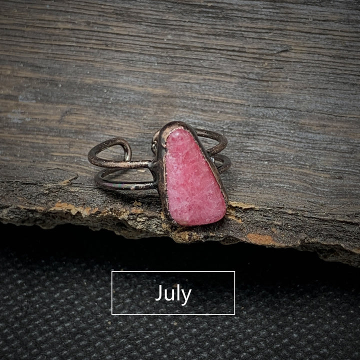 Natural Raw Birthstone Ring - Selina-January & Pomegranate-Nora Luxe
