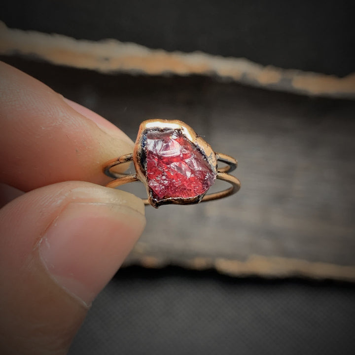 Natural Raw Birthstone Ring - Selina-January & Pomegranate-Nora Luxe