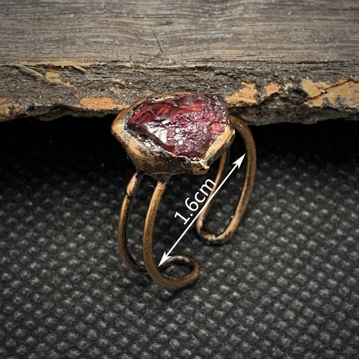 Natural Raw Birthstone Ring - Selina-January & Pomegranate-Nora Luxe
