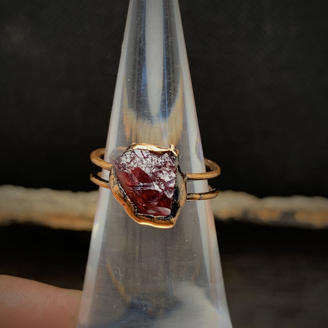 Natural Raw Birthstone Ring - Selina-January & Pomegranate-Nora Luxe