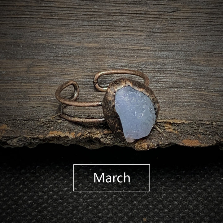 Natural Raw Birthstone Ring - Selina-January & Pomegranate-Nora Luxe