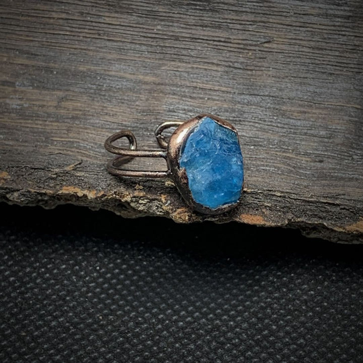 Natural Raw Birthstone Ring - Selina-October & Blue Apatite-Nora Luxe