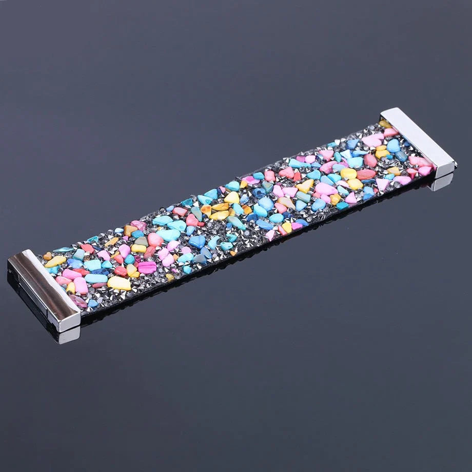 Natural Stone Crystal Leather Bracelet-COLORFUL BOWL-Nora Luxe