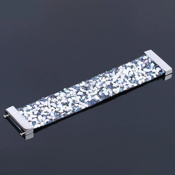 Natural Stone Crystal Leather Bracelet-WHITE TURQUOISE-Nora Luxe