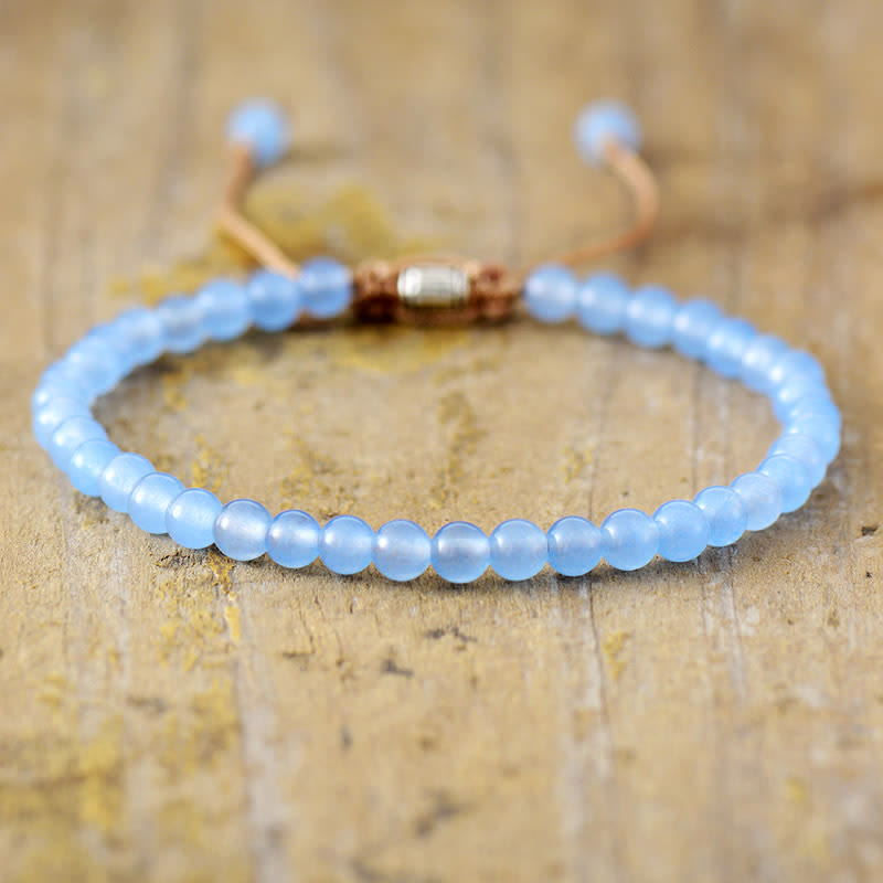 Natural Stone Pearl Adjustable Braided Bracelet - Aisha-Aquamarine-Nora Luxe