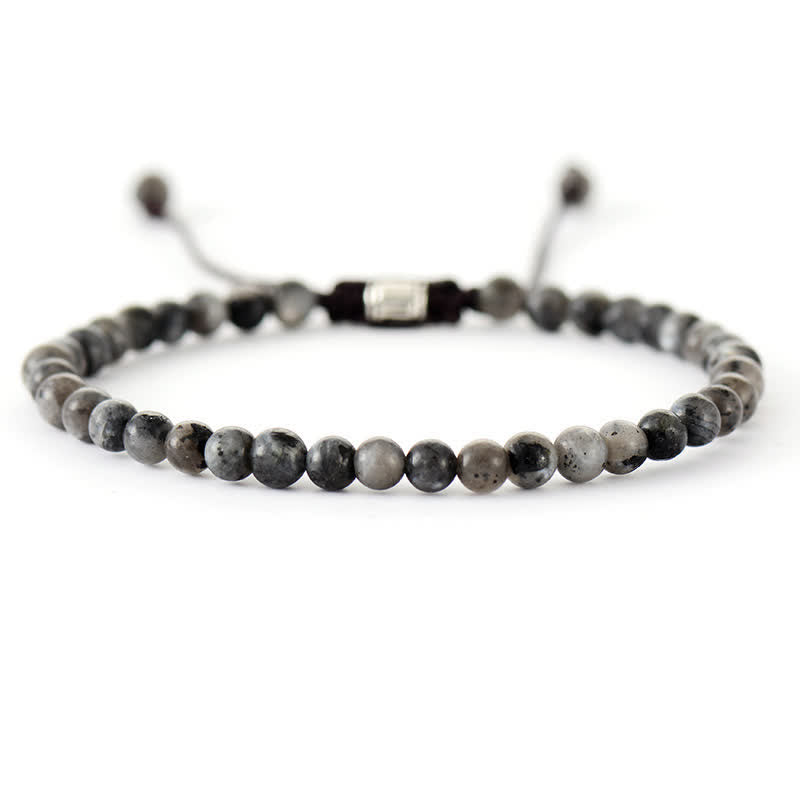 Natural Stone Pearl Adjustable Braided Bracelet - Aisha-Black Amphibole-Nora Luxe