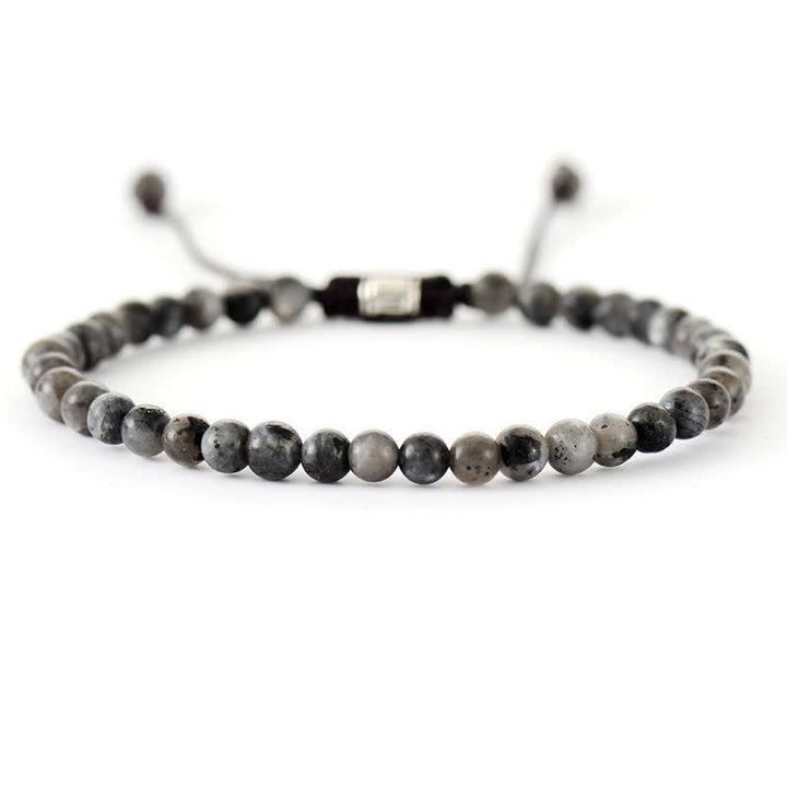 Natural Stone Pearl Adjustable Braided Bracelet - Aisha-Black Amphibole-Nora Luxe
