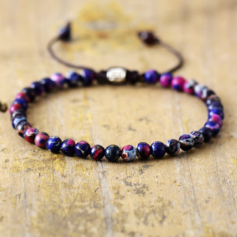Natural Stone Pearl Adjustable Braided Bracelet - Aisha-Purple Kaiserstone-Nora Luxe