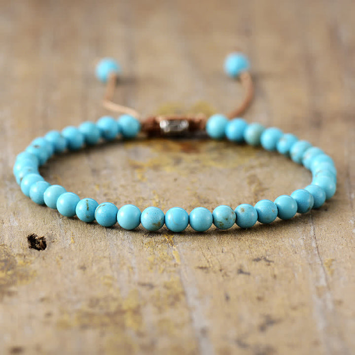 Natural Stone Pearl Adjustable Braided Bracelet - Aisha-Turquoise-Nora Luxe