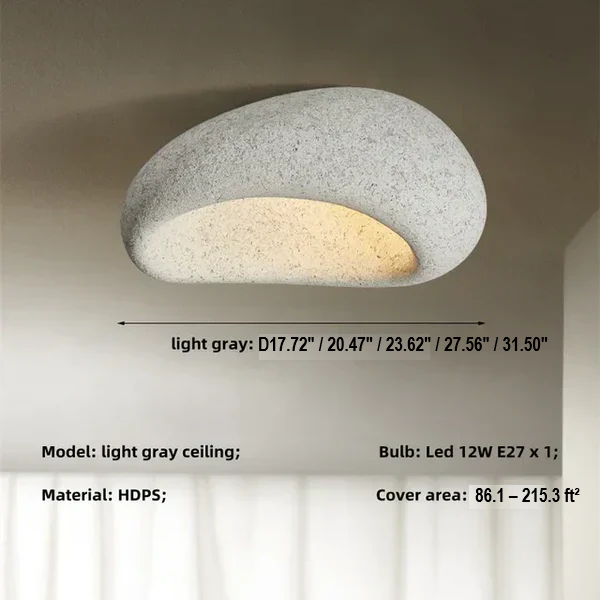 Natural Wabi Sabi Ceiling Lamp - SereneAura-Cement Gray-3 Interchangeable Light-3 Interchangeable Light-Nora Luxe