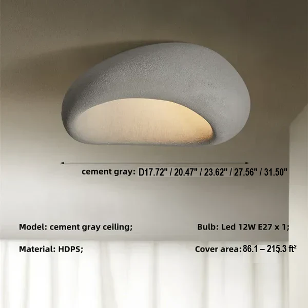 Natural Wabi Sabi Ceiling Lamp - SereneAura-Cement Gray-3 Interchangeable Light-3 Interchangeable Light-Nora Luxe