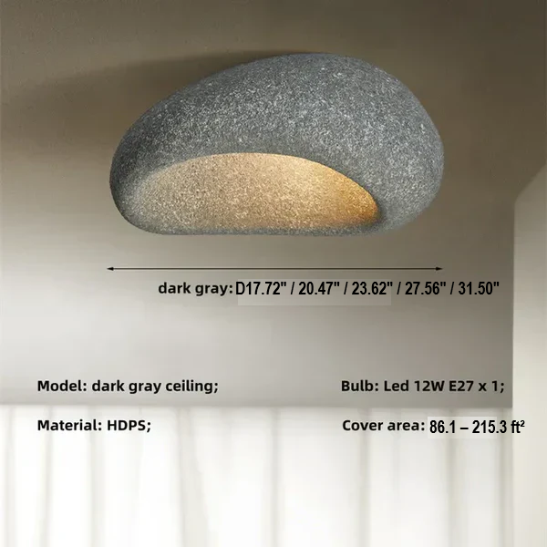 Natural Wabi Sabi Ceiling Lamp - SereneAura-Cement Gray-3 Interchangeable Light-3 Interchangeable Light-Nora Luxe