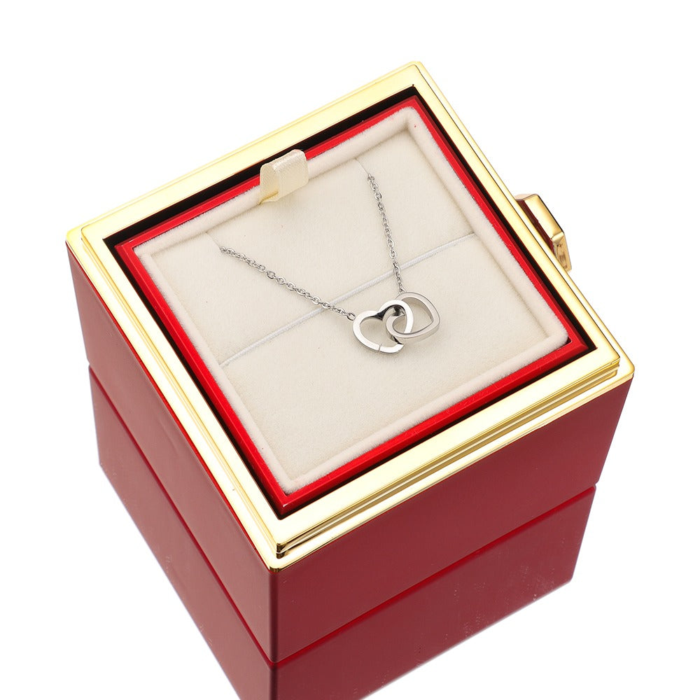 Necklace & Rose in Luxury Jewellery Box with Hidden Surprise - Lunavia-14k White Gold-The Livary