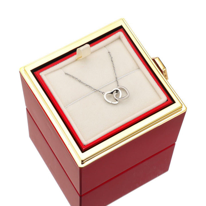 Necklace & Rose in Luxury Jewellery Box with Hidden Surprise - Lunavia-14k White Gold-The Livary