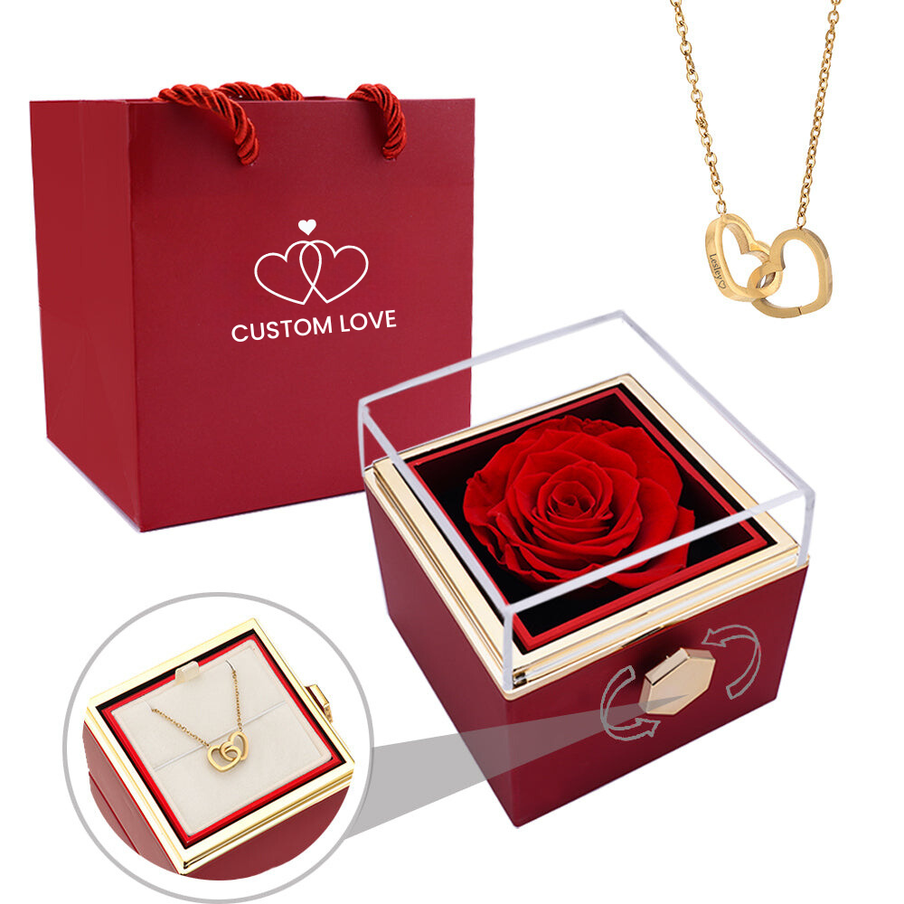 Necklace & Rose in Luxury Jewellery Box with Hidden Surprise - Lunavia-14k White Gold-The Livary