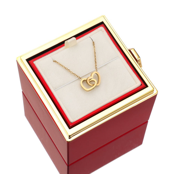 Necklace & Rose in Luxury Jewellery Box with Hidden Surprise - Lunavia-18k Yellow Gold-The Livary