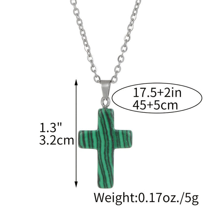 Necklace with Cross of Natural Gemstones - Seraphina-Amethyst-Nora Luxe