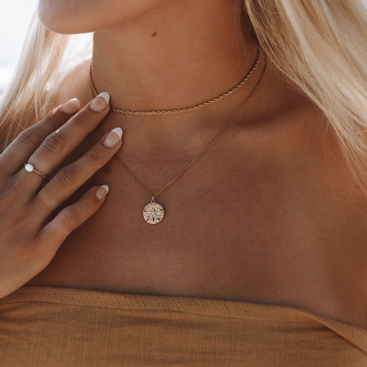 Necklace with Sand Dollar Pendant - Marisol-Silver-Nora Luxe