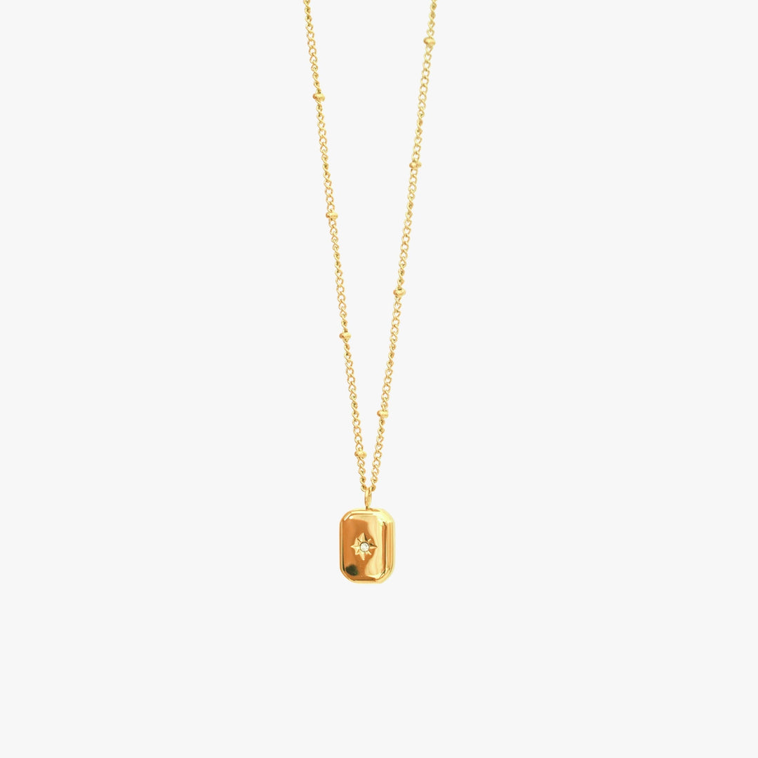 Necklace with Zirconia Stone - Celeste-Gold-Nora Luxe