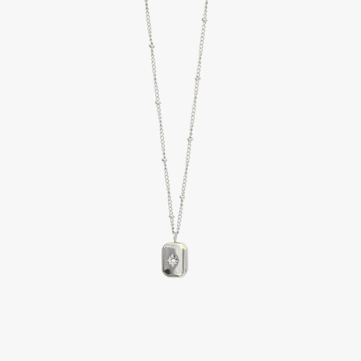 Necklace with Zirconia Stone - Celeste-Silver-Nora Luxe