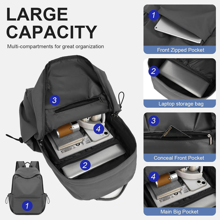Lightweight Water-Resistant Laptop & Travel Backpack with Organised Compartments