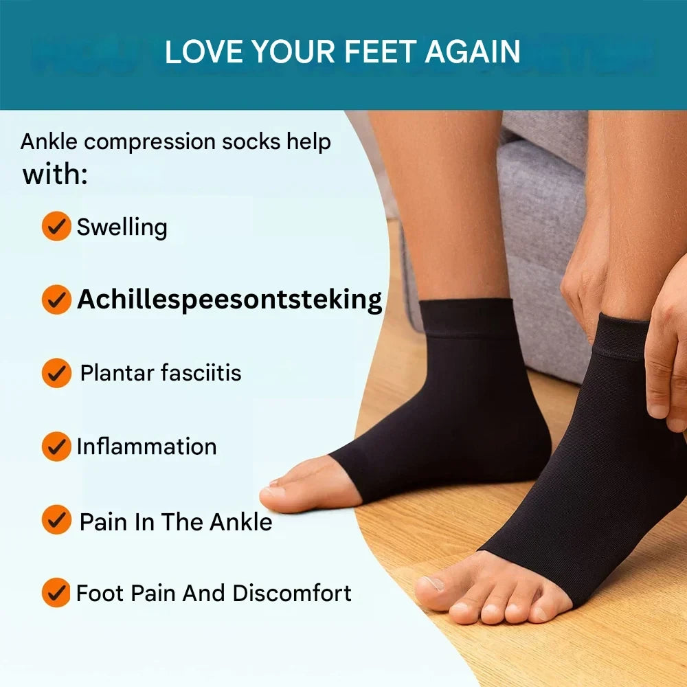 Neuropathy Relief Ankle Socks | Neuropathy Compression Design-M-Black-Orange-Nora Luxe
