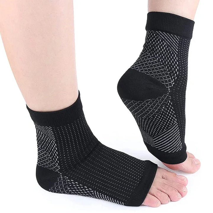 Neuropathy Relief Ankle Socks | Neuropathy Compression Design-M-Black-Orange-Nora Luxe