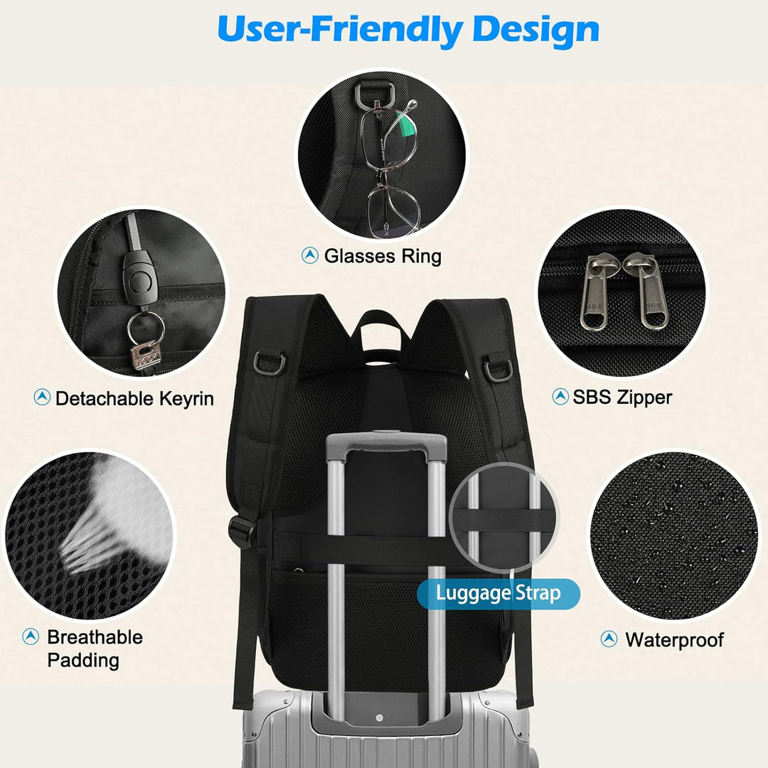 Waterproof Laptop & Lunch Backpack with USB Port – Multi-Compartment Travel Bag