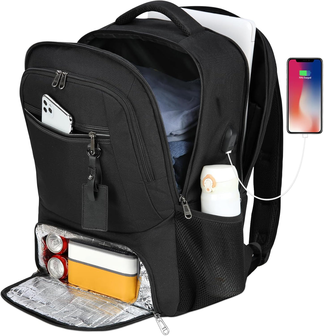 Waterproof Laptop & Lunch Backpack with USB Port – Multi-Compartment Travel Bag