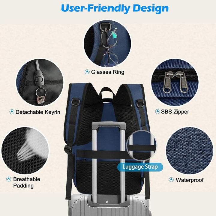 Waterproof Laptop & Lunch Backpack with USB Port – Multi-Compartment Travel Bag