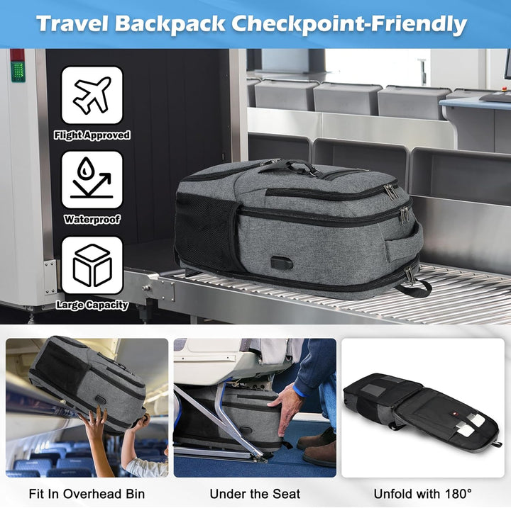 Waterproof Laptop & Lunch Backpack with USB Port – Multi-Compartment Travel Bag