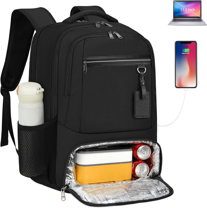 Waterproof Laptop & Lunch Backpack with USB Port – Multi-Compartment Travel Bag