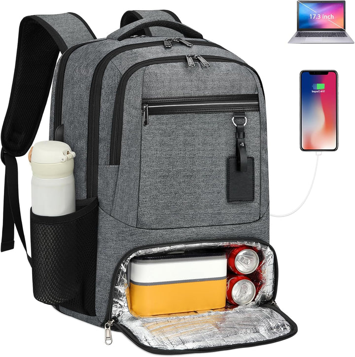 Waterproof Laptop & Lunch Backpack with USB Port – Multi-Compartment Travel Bag