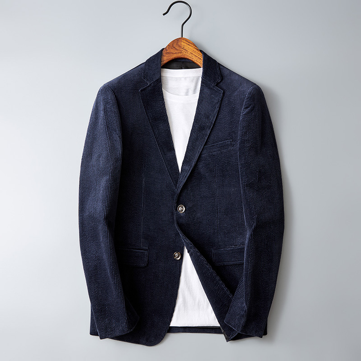 Nice Men's Corduroy Blazer - Vincent-Dark Blue-S-Nora Luxe