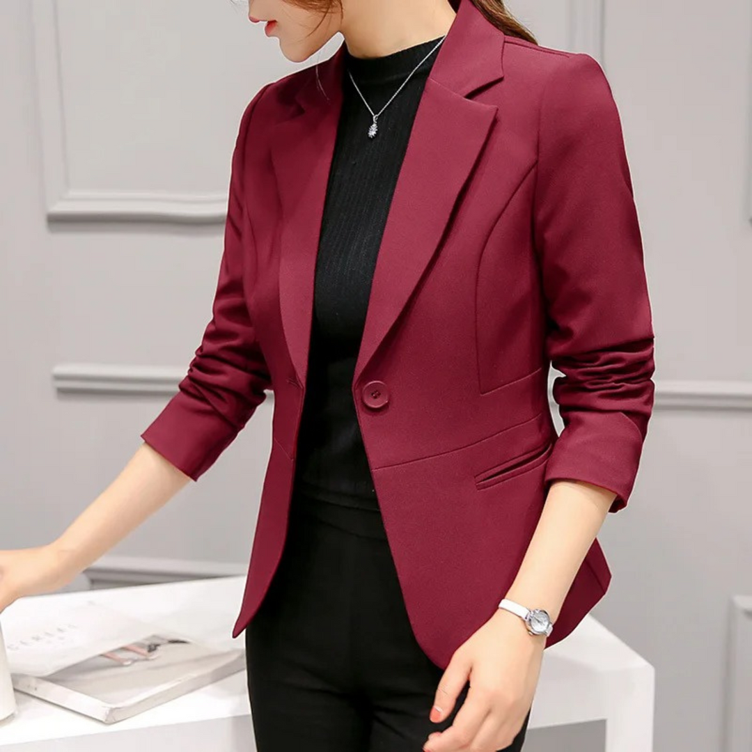 Nice Slim Ladies Blazer with Pockets - Sophia-Bordeaux Red-S-Nora Luxe
