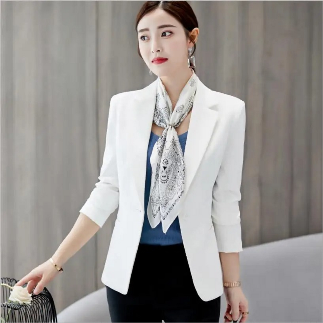 Nice Slim Ladies Blazer with Pockets - Sophia-White-S-Nora Luxe
