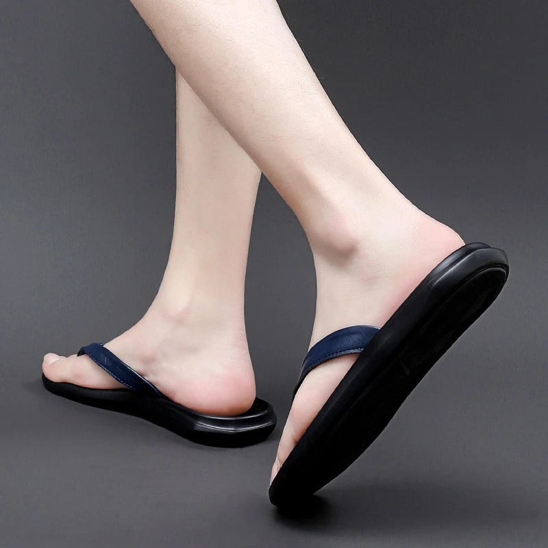 Non-slip & Stylish Men's Leather Slip-ons for Summer – Dario-Black-7-Nora Luxe