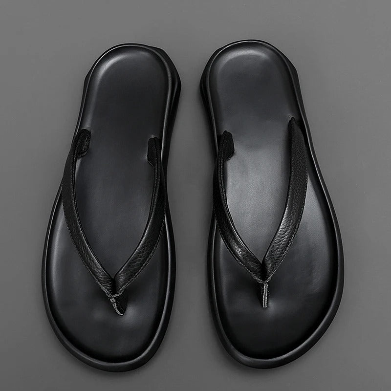 Non-slip & Stylish Men's Leather Slip-ons for Summer – Dario-Black-7-Nora Luxe
