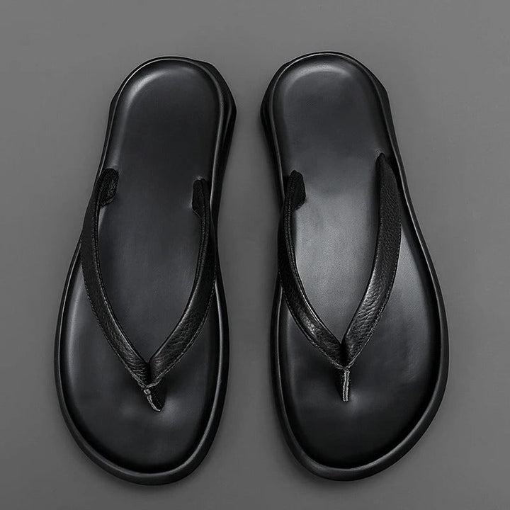 Non-slip & Stylish Men's Leather Slip-ons for Summer – Dario-Black-7-Nora Luxe