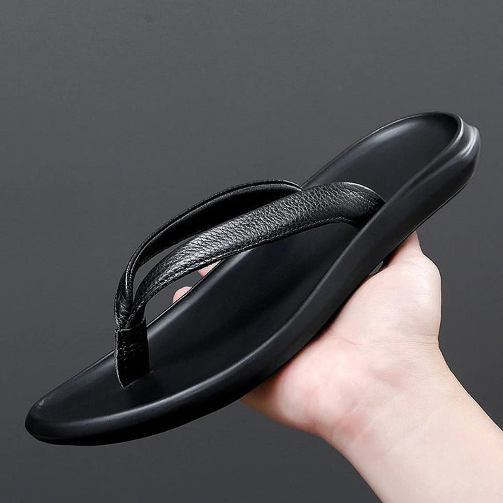 Non-slip & Stylish Men's Leather Slip-ons for Summer – Dario-Black-7-Nora Luxe