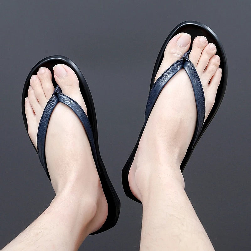 Non-slip & Stylish Men's Leather Slip-ons for Summer – Dario-Black-7-Nora Luxe