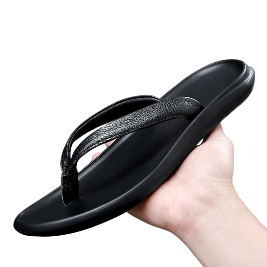 Non-slip & Stylish Men's Leather Slip-ons for Summer – Dario-Black-7-Nora Luxe