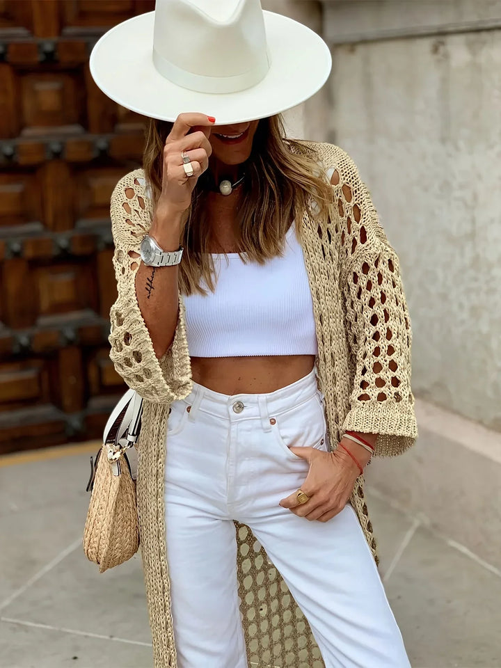 Nora Crocheted Cardigan | Stylish and Comfortable-S-Khaki-Nora Luxe