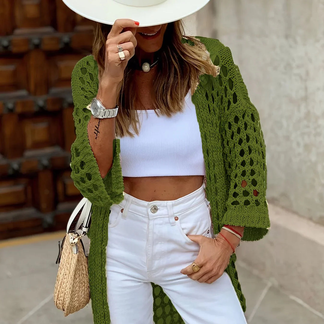 Nora Crocheted Cardigan | Stylish and Comfortable-S-Olive green-Nora Luxe