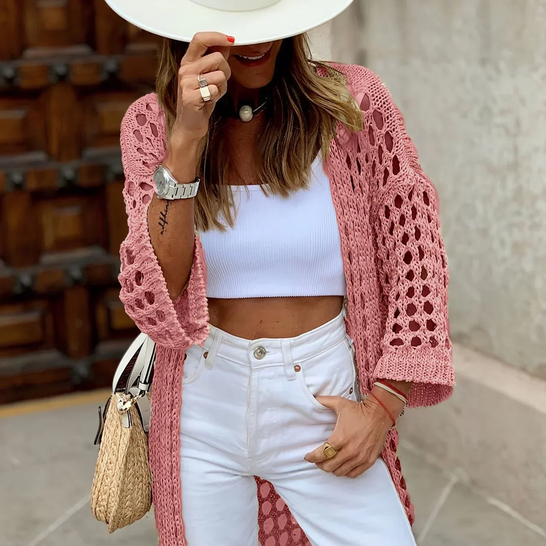 Nora Crocheted Cardigan | Stylish and Comfortable-S-Watermelon Red-Nora Luxe