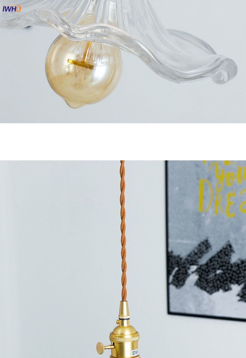 NORDIC DESIGN LED HANGING LAMP | COLOURED GLASS & COPPER LIGHTING FOR BEDROOM, LIVING ROOM & BAR-Glass A-Nora Luxe