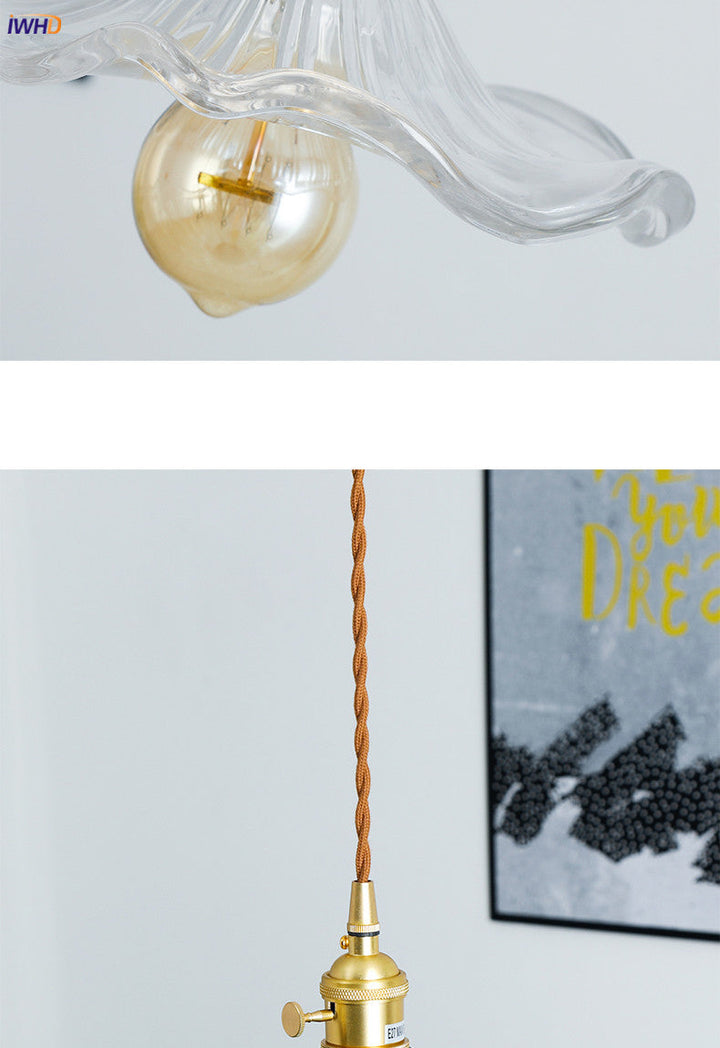 NORDIC DESIGN LED HANGING LAMP | COLOURED GLASS & COPPER LIGHTING FOR BEDROOM, LIVING ROOM & BAR-Glass A-Nora Luxe