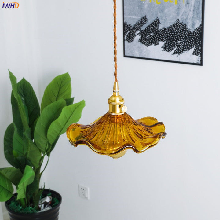 NORDIC DESIGN LED HANGING LAMP | COLOURED GLASS & COPPER LIGHTING FOR BEDROOM, LIVING ROOM & BAR-Glass A-Nora Luxe