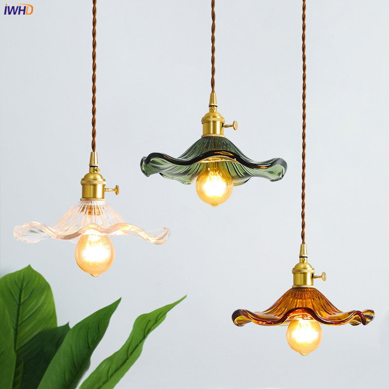 NORDIC DESIGN LED HANGING LAMP | COLOURED GLASS & COPPER LIGHTING FOR BEDROOM, LIVING ROOM & BAR-Glass A-Nora Luxe
